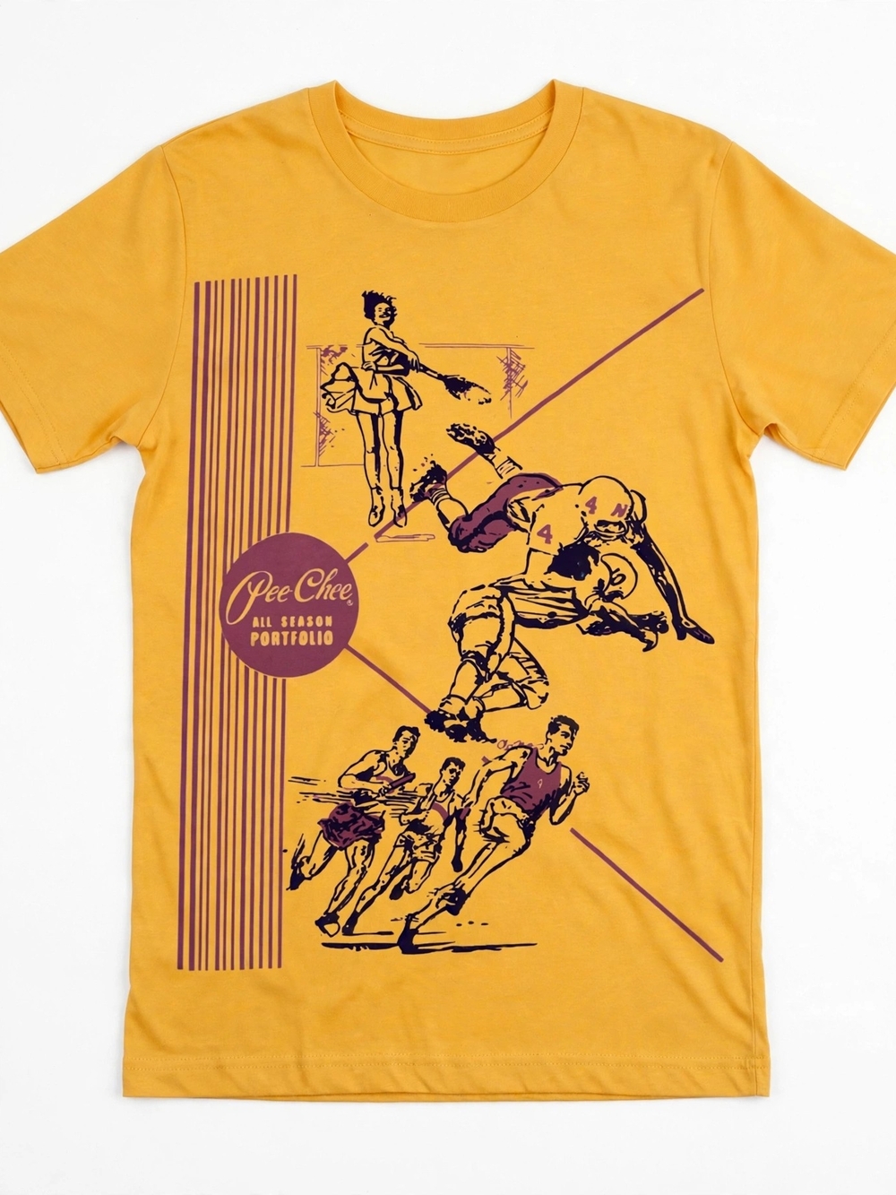Gildan Golden Yellow Short-Sleeve Tee with Purple Sports Illustration